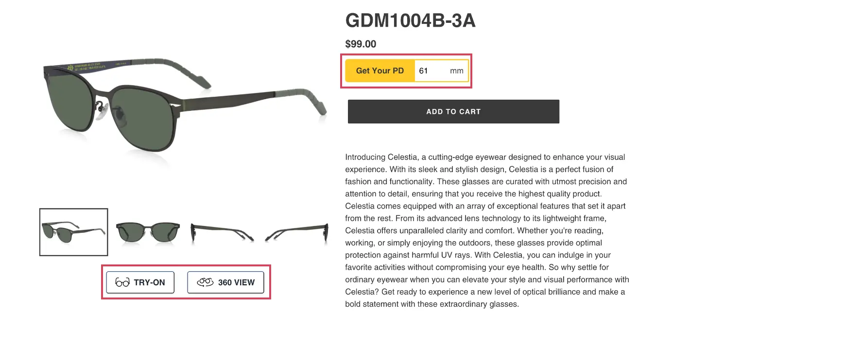 Product detail page with Try-On buttons (OS 1.0)